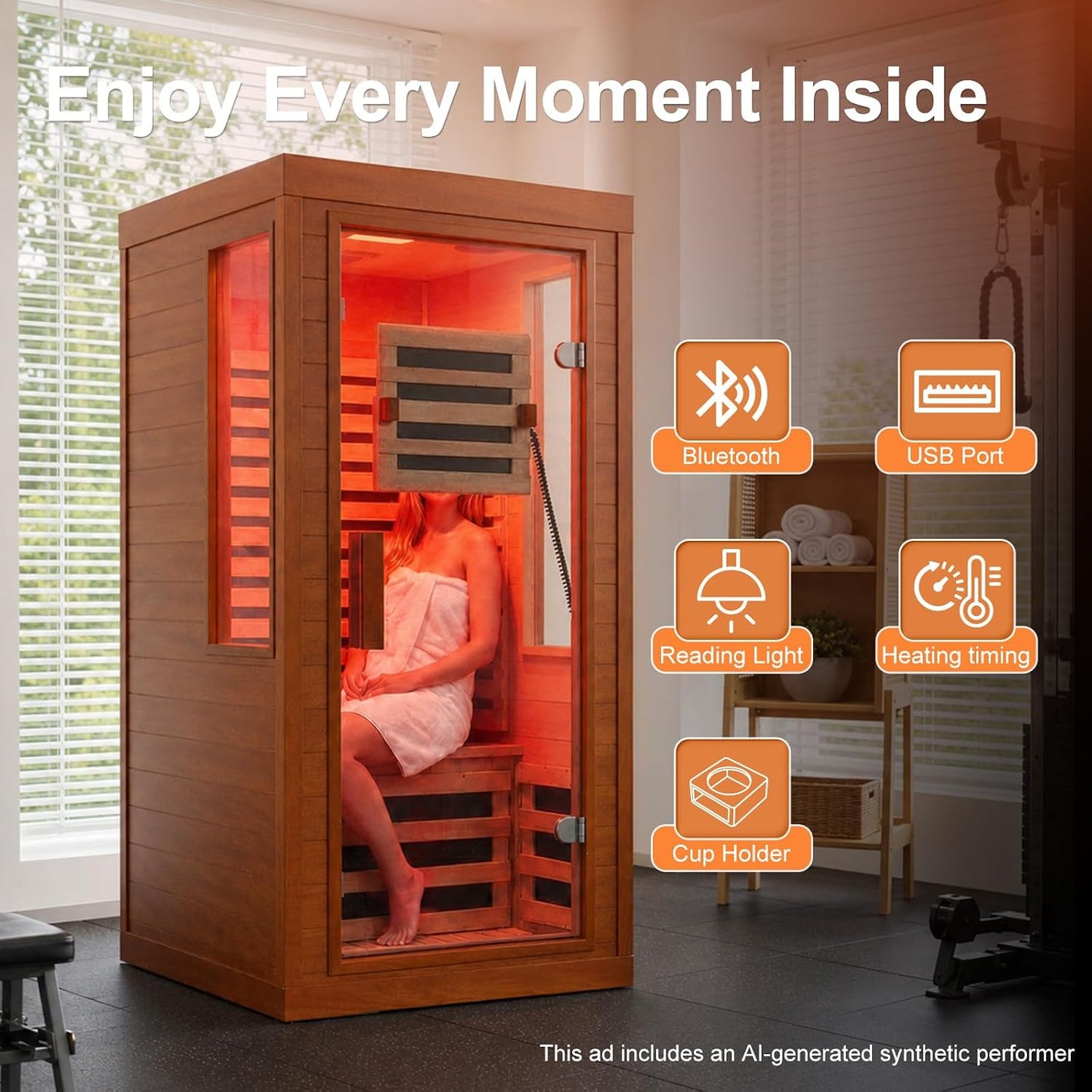 Infrared Sauna with Fda-Certified Red Light Therapy 660Nm & 850Nm | Full Spectrum, Ultra Low EMF, Fast Heat-Up, Canadian Hemlock, 7 PCS Carbon Fiber Heaters, Easy Assembly, 1170W 110V
