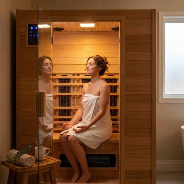 Infrared Sauna Designed for Home Wellness, Low EMF Carbon Heaters, Hemlock Wood, Bluetooth Audio