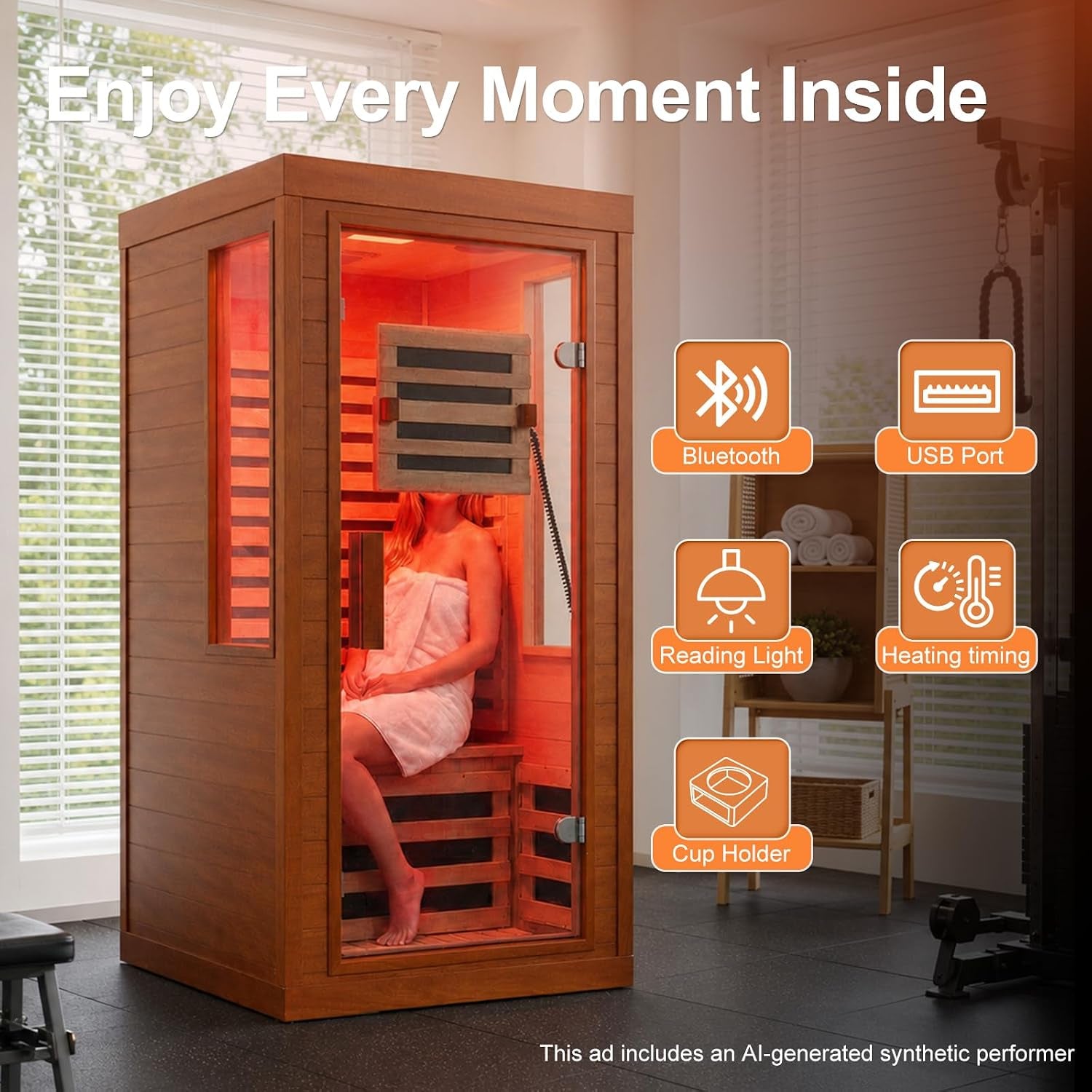 Infrared Sauna with Fda-Certified Red Light Therapy 660Nm & 850Nm | Full Spectrum, Ultra Low EMF, Fast Heat-Up, Canadian Hemlock, 7 PCS Carbon Fiber Heaters, Easy Assembly, 1170W 110V