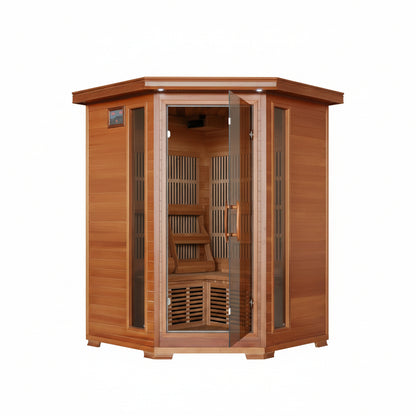 Hudson Bay 3-Person Cedar Corner Infrared Sauna with 7 Carbon Heaters