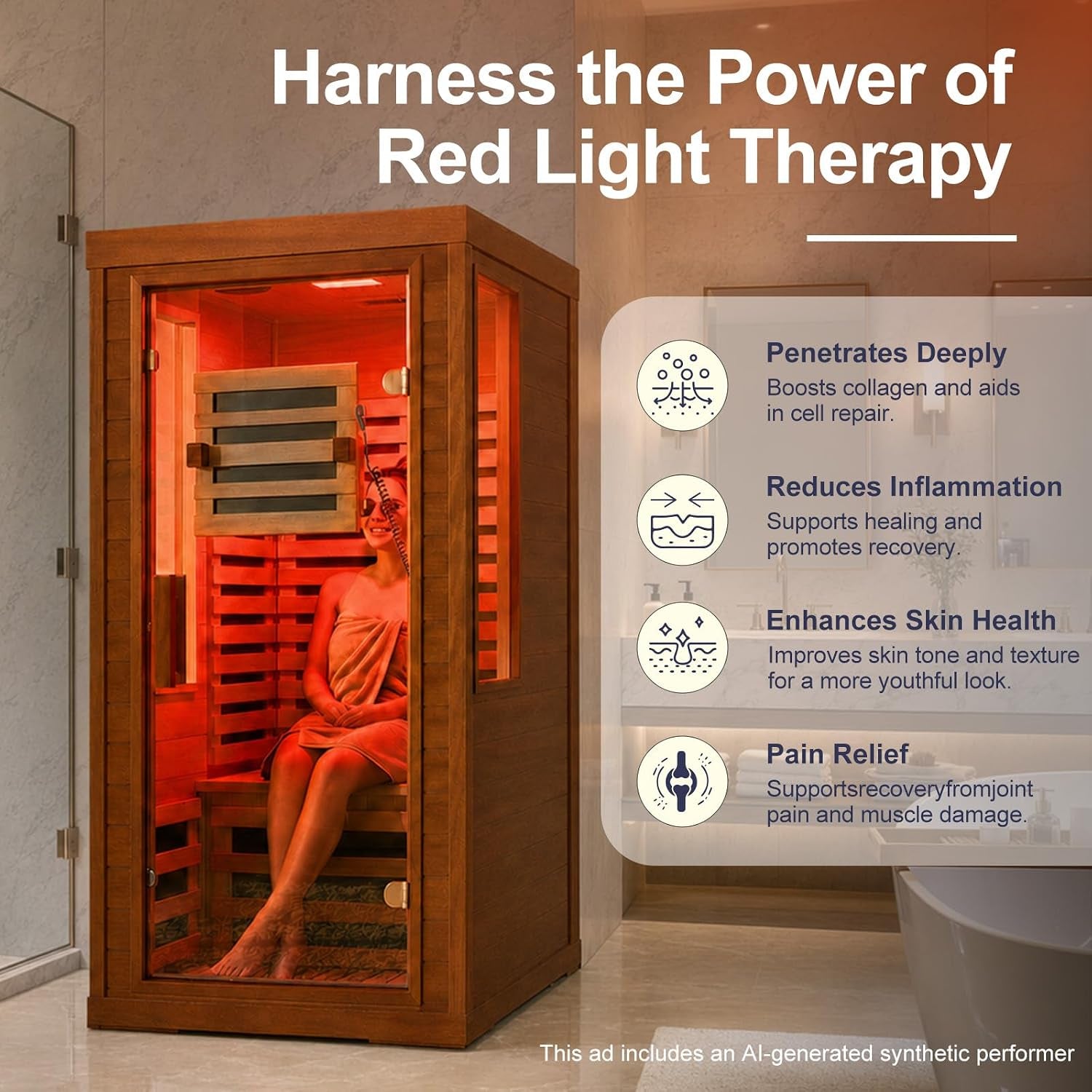 Infrared Sauna with Fda-Certified Red Light Therapy 660Nm & 850Nm | Full Spectrum, Ultra Low EMF, Fast Heat-Up, Canadian Hemlock, 7 PCS Carbon Fiber Heaters, Easy Assembly, 1170W 110V