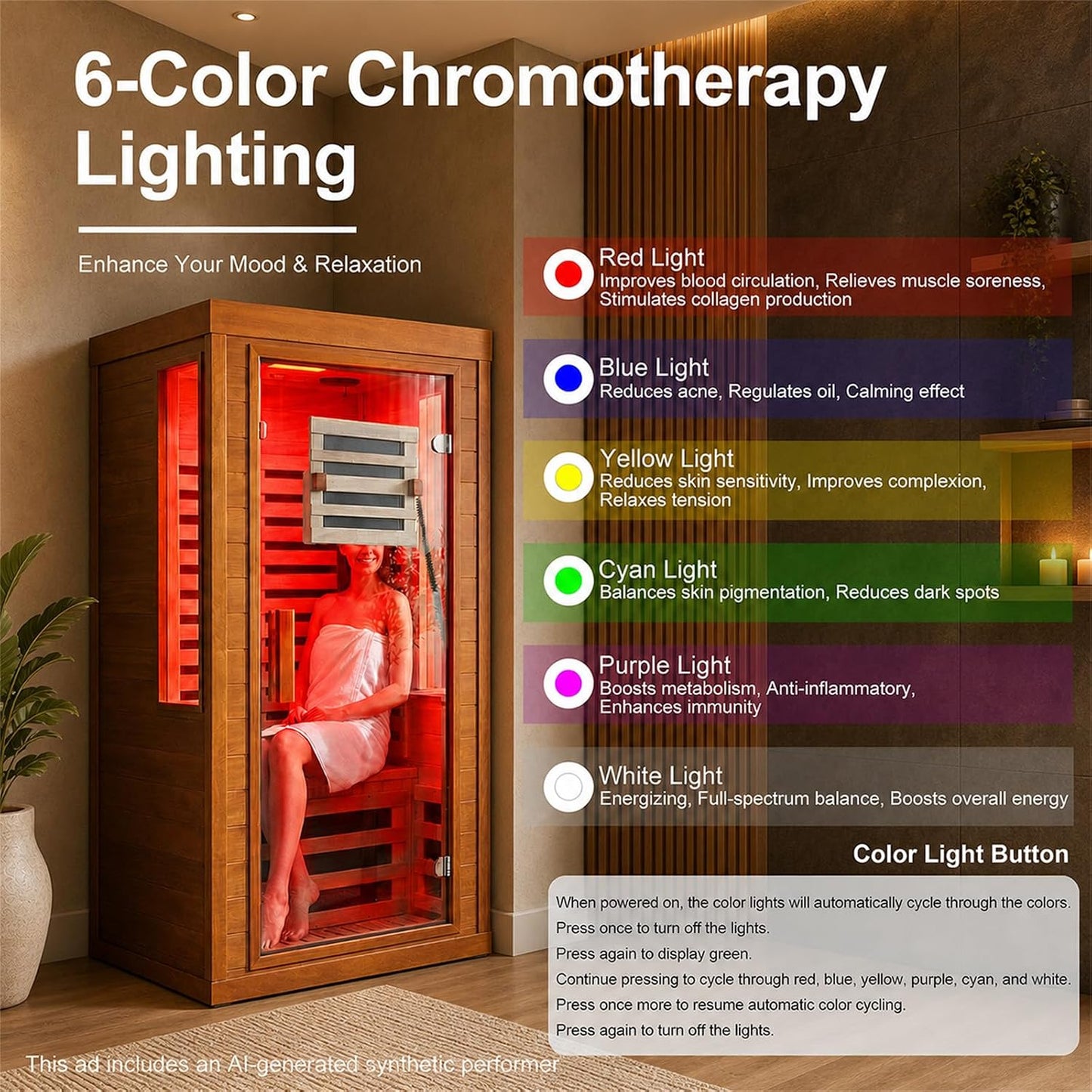 Infrared Sauna with Fda-Certified Red Light Therapy 660Nm & 850Nm | Full Spectrum, Ultra Low EMF, Fast Heat-Up, Canadian Hemlock, 7 PCS Carbon Fiber Heaters, Easy Assembly, 1170W 110V