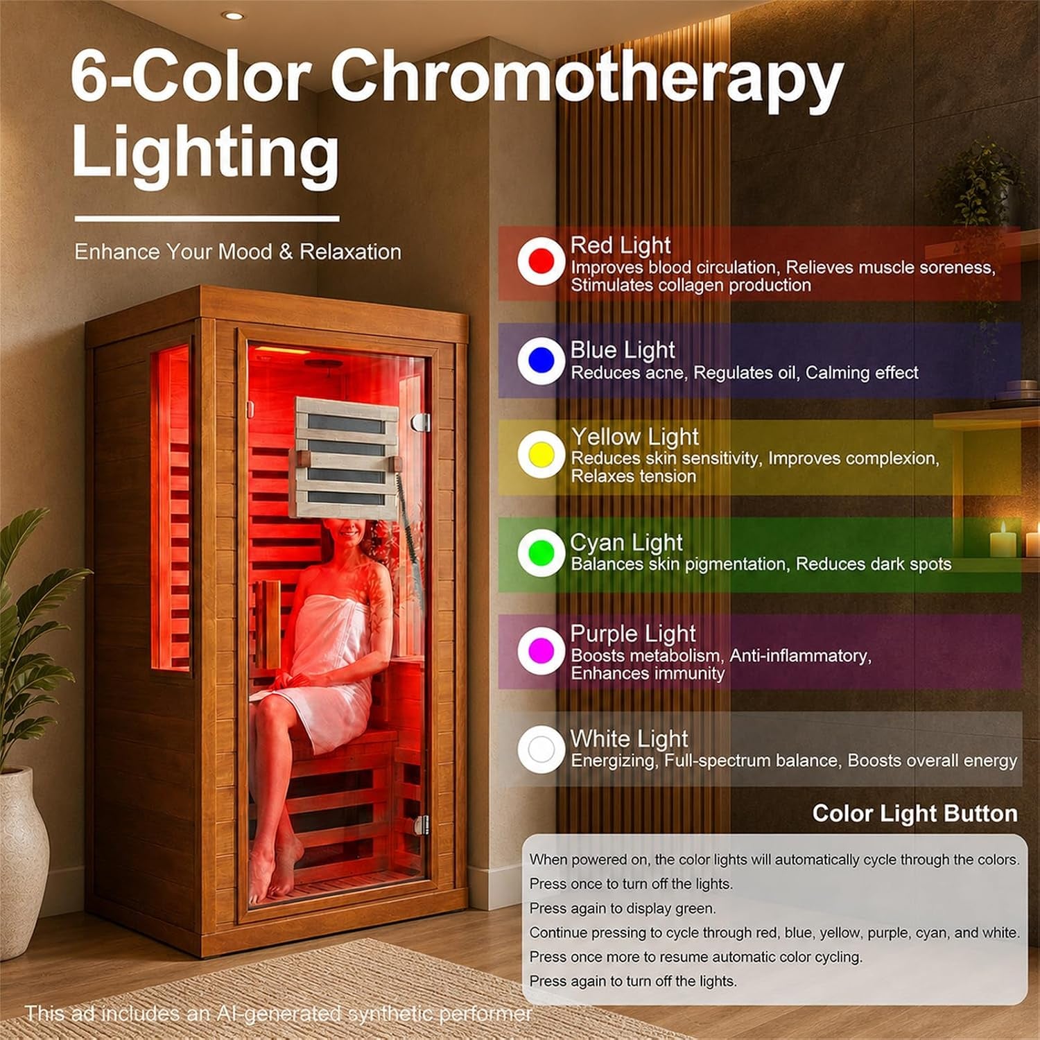 Infrared Sauna with Fda-Certified Red Light Therapy 660Nm & 850Nm | Full Spectrum, Ultra Low EMF, Fast Heat-Up, Canadian Hemlock, 7 PCS Carbon Fiber Heaters, Easy Assembly, 1170W 110V