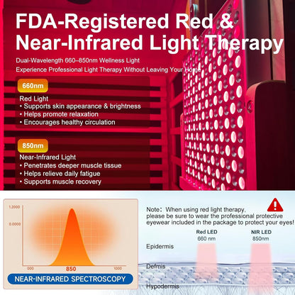 Infrared Sauna with Fda-Certified Red Light Therapy 660Nm & 850Nm | Full Spectrum, Ultra Low EMF, Fast Heat-Up, Canadian Hemlock, 7 PCS Carbon Fiber Heaters, Easy Assembly, 1170W 110V